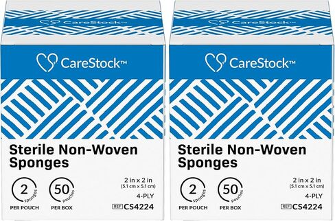 Gauze Sponge 2x2 [100 Count] منصات الشاش المعقمة ، وربط جرح القطن من 4 طواف من الدرجة الطبية لمجموعة الإسعافات الأولية-2 لكل كيس ، 50 عبوة in Kuwait