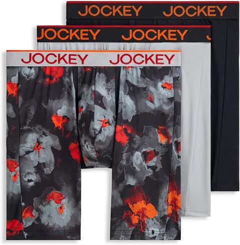 Jockey Men للرجال الداخلي chafe prouce الألياف الدقيقة 8.5 "ملاكم الساق الطويل موجز - 3 عبوة ، ليلة سوداء ، ل in Kuwait