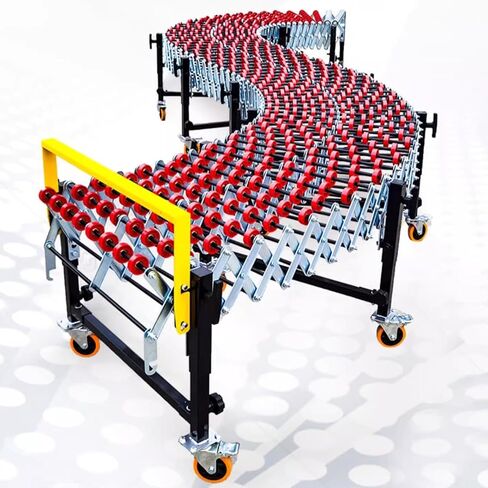 23.6 بوصة واسعة مرنة حزام ناقل غير مدعوم طاولة الأسطوانة قابلة للتوسيع طول 11.8 بوصة - 66.9 بوصة، ارتفاع قابل للتعديل 31.5 بوصة - 47.2 بوصة بكرات ناقلة محمولة للتعامل مع الشحن في المستودعات in Kuwait