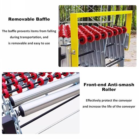 23.6 بوصة واسعة مرنة حزام ناقل غير مدعوم طاولة الأسطوانة قابلة للتوسيع طول 11.8 بوصة - 66.9 بوصة، ارتفاع قابل للتعديل 31.5 بوصة - 47.2 بوصة بكرات ناقلة محمولة للتعامل مع الشحن في المستودعات in Kuwait