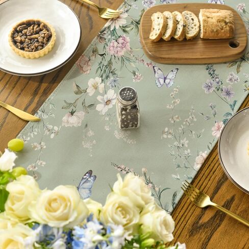 Artoid Mode Green Floral Wildflower Leaf 210 GSM Spring Table Runner, Seasonal Summer Kitchen Dining Table Decoration for Home Party Decor 13x72 Inch in Saudi Arabia