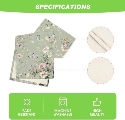 Artoid Mode Green Floral Wildflower Leaf 210 GSM Spring Table Runner, Seasonal Summer Kitchen Dining Table Decoration for Home Party Decor 13x72 Inch in Saudi Arabia