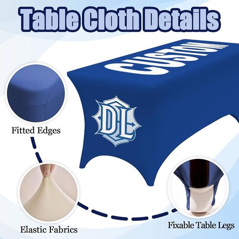 Custom Table Cloth with Business Logo Text for Tradeshow 8FT, Personalized Stretch Spandex Tablecloth with Image Customized Table Cover Events Display Wedding Party (8 FT) in Saudi Arabia