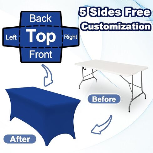 Custom Table Cloth with Business Logo Text for Tradeshow 8FT, Personalized Stretch Spandex Tablecloth with Image Customized Table Cover Events Display Wedding Party (8 FT) in Saudi Arabia