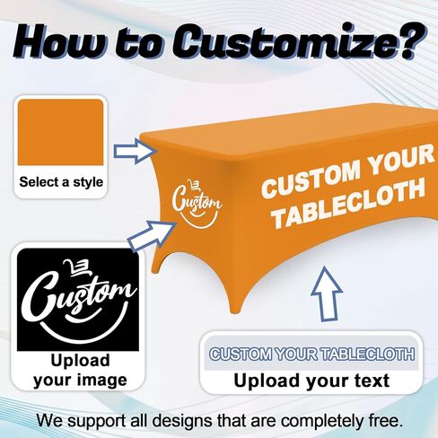 Custom Table Cloth with Business Logo Text for Tradeshow 8FT, Personalized Stretch Spandex Tablecloth with Image Customized Table Cover Events Display Wedding Party (8 FT) in Saudi Arabia