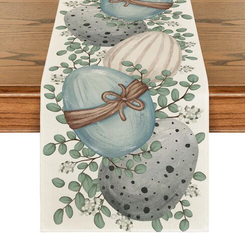 Artoid Mode Eucalyptus Egg Easter Table Runner, Spring Kitchen Dining Table Decor for Indoor Outdoor Home Party Decor 13x72 Inch in Saudi Arabia