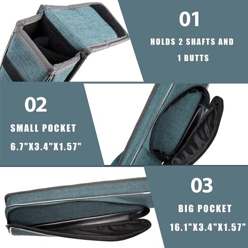 Collapsar 1x2 Pool Cue Case Holds 1 Butt and 2 Shafts,Heavy Duty Billiard Stick Bag with Adjustable Shoulder Straps in Saudi Arabia