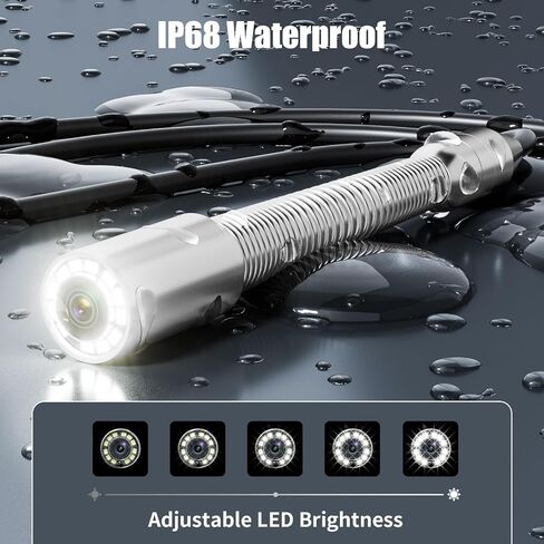 كاميرا الصرف الصحي 100 قدم كاميرا أنابيب الصرف الصحي ثعبان السباكة بطارية 8500 مللي أمبير في الساعة، 23 مم عالي الدقة، 12 مصباح LED، تسجيل DVR، بطاقة TF سعة 32 جيجابايت متضمنة in Kuwait