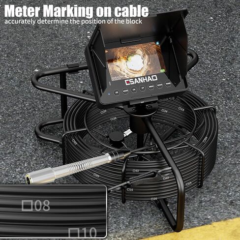 كاميرا الصرف الصحي 100 قدم كاميرا أنابيب الصرف الصحي ثعبان السباكة بطارية 8500 مللي أمبير في الساعة، 23 مم عالي الدقة، 12 مصباح LED، تسجيل DVR، بطاقة TF سعة 32 جيجابايت متضمنة in Kuwait