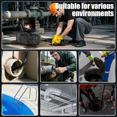 كاميرا الصرف الصحي 100 قدم كاميرا أنابيب الصرف الصحي ثعبان السباكة بطارية 8500 مللي أمبير في الساعة، 23 مم عالي الدقة، 12 مصباح LED، تسجيل DVR، بطاقة TF سعة 32 جيجابايت متضمنة in Kuwait