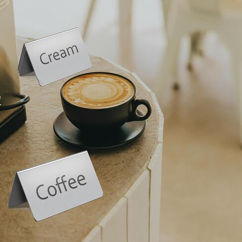 Stainless Steel Coffee and Tea Tent Signs, Table Beverage Display Sign for Party Buffet, Restaurant Banquet, Wedding Indoor Outdoor, Business, 8 Pieces in Kuwait