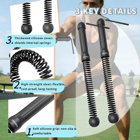 حبال معركة بدون حبال لصالة الألعاب الرياضية المنزلية، حبل معركة لاسلكي مرجح، حبال تمرين محمولة لتدريبات HIIT والقوة، حبال معركة ثقيلة للرجال والنساء (أسود) in Kuwait