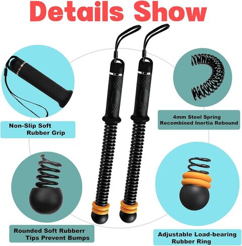 حبال معركة بدون حبال قابلة للتعديل، حبل تدريب لاسلكي محمول للجيم المنزلي - HIIT، قوة وتمارين القلب منخفضة التأثير، مقاومة متغيرة، تدريب هادئ للرجال والنساء، يتضمن حقيبة تخزين in Kuwait