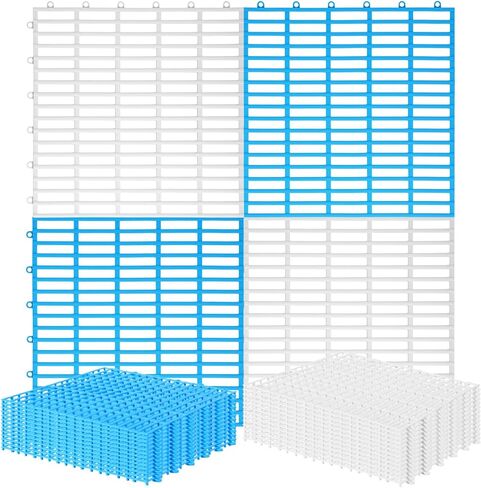 Breling 30 Pcs Interlocking Floor Drainage Tiles Rubber Mats 12" x 12" Anti-Slip Shower Garage Floor Tile with Drain Holes Vented Deck Tiles for Bathroom Garage Outdoor Balcony Patio(Gray & White) in Saudi Arabia