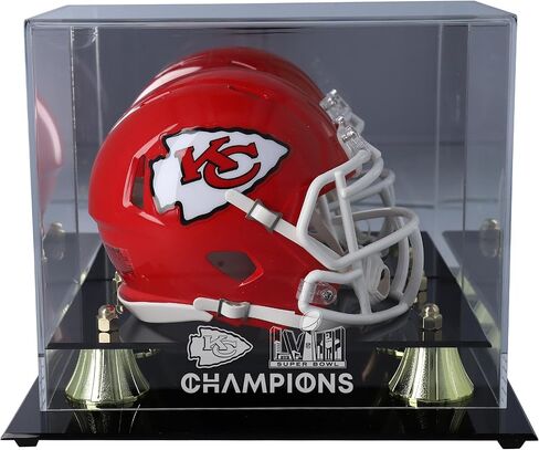 حقيبة عرض شعار Kansas City Chiefs Super Bowl LVIII Champions en Classic Mini Helmet - خوذات NFL الصغيرة ''الجراب فقط'' in Kuwait