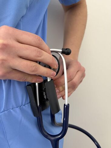 مشبك حامل سماعة الطبيب - مصمم من قبل الممرضات، بدون إجهاد للرقبة، مشبك آمن للخصر/الورك، مناسب عالمي لـ Littmann MDF ADC in Kuwait