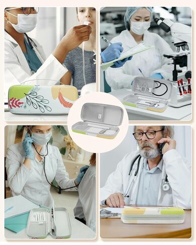 حافظة سماعة الطبيب متوافقة مع 3M Littmann Classic III، خفيفة الوزن II S.E، أمراض القلب IV، حقيبة حمل صلبة لسماعات الطبيب الصوتية MDF مع جيوب شبكية لملحقات الممرضات (موراندي) in Kuwait