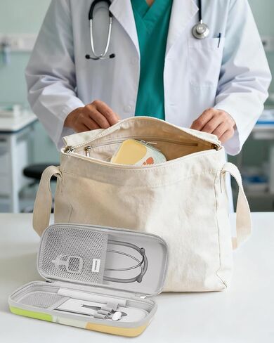 حافظة سماعة الطبيب متوافقة مع 3M Littmann Classic III، خفيفة الوزن II S.E، أمراض القلب IV، حقيبة حمل صلبة لسماعات الطبيب الصوتية MDF مع جيوب شبكية لملحقات الممرضات (موراندي) in Kuwait