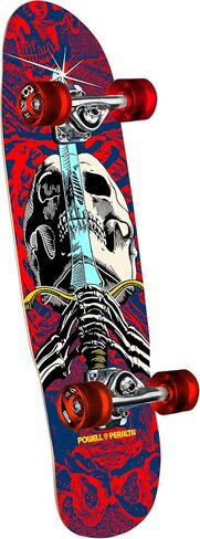Powell Peralta Mini Ray Rodriguez Skull & Sword Skateboard Cruiser Complete, Navy/Red, 8.0" x 30" in Saudi Arabia