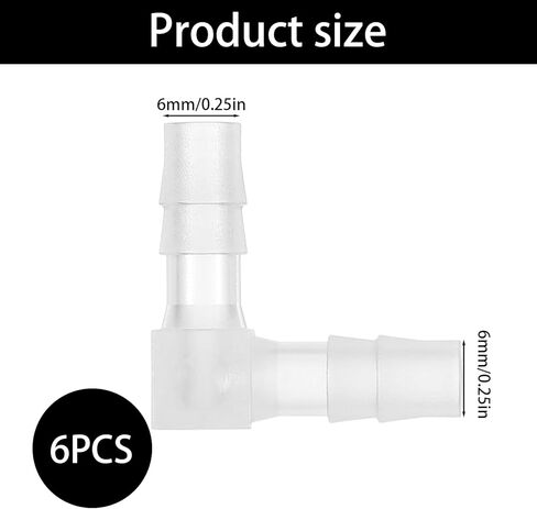 1/4 Inch Hose Barb 90 Degree Elbow Fitting Plastic Elbow L Fitting Equal Barbed Joint Splicer Mender Adapter Union Connector for Boat Aquarium Gas Air (6 Pcs) in Saudi Arabia