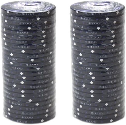 Brybelly Scroll Poker Chip Lightweight 10-gram Casino Grade Ceramic – Pack of 50 ($100 Black) in Saudi Arabia