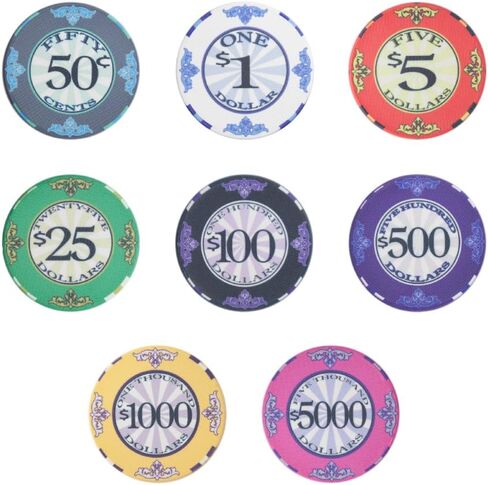 Brybelly Scroll Poker Chip Lightweight 10-gram Casino Grade Ceramic – Pack of 50 ($100 Black) in Saudi Arabia