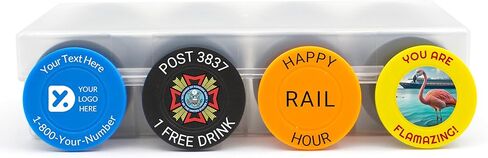 100 شريحة بوكر مخصصة، نص صورة شعار ملون كامل مخصص على شريحة للطباعة على الوجهين، جيد لرموز البيرة في البار، علامة كرة الجولف، رقائق المشروبات، إعلان الشركة in Kuwait