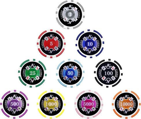 مجموعة رقائق البوكر الليزرية من MRC Poker مكونة من 1000 قطعة من Ace Casino مع هيكل مصنوع من الأكريليك حسب الطلب in Kuwait