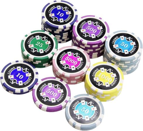 مجموعة رقائق البوكر الليزرية من MRC Poker مكونة من 1000 قطعة من Ace Casino مع هيكل مصنوع من الأكريليك حسب الطلب in Kuwait