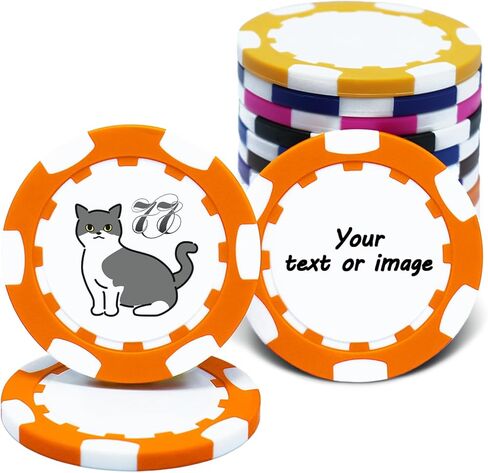 30-300 PCS Personalized Casino Chips with Logo,Text & Design 13 Grams Casino Grade Custom Clay Poker Chips Customizable Golf Ball Marker Custom Tokens for Bar & Party Poker Chips（C,40MM in Saudi Arabia