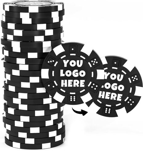 50 Custom Clay Poker Chips, Imprinted in Full Color with Your Logo, Image or Text, 40mm Heavy 11.5 Grams Casino Sized Clay Poker Chips with Logo for Bar Drink Tokens, Card Club or Golf Club in Saudi Arabia