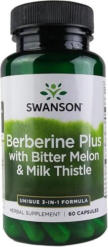 Swanson Berberine Plus with Bitter Melon & Milk Thistle - 3-in-1 Formula 60 Caps in Saudi Arabia