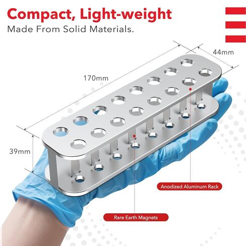 4E's USA 16-Tube Magnetic Separation Rack, Aluminum Magnetic Bead Rack Separator for DNA RNA Purification for 0.5ml, 1.5ml and 2.0ml Microcentrifuge Tubes in Kuwait