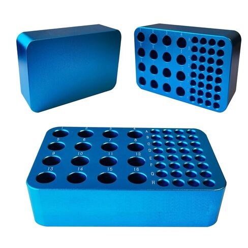 رف أنبوب الطرد المركزي من الألومنيوم، رف أنبوب PCR، صندوق ثلج معدني بدرجة حرارة منخفضة، لأنبوب طرد مركزي 1.5 مل أو 2.0 مل وأنبوب PCR 0.2 مل (48 بئرًا) (أزرق) in Kuwait