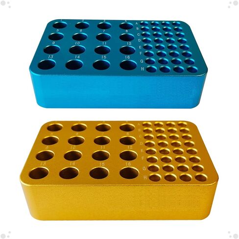 رف أنبوب الطرد المركزي من الألومنيوم، رف أنبوب PCR، صندوق ثلج معدني بدرجة حرارة منخفضة، لأنبوب طرد مركزي 1.5 مل أو 2.0 مل وأنبوب PCR 0.2 مل (48 بئرًا) (أزرق) in Kuwait