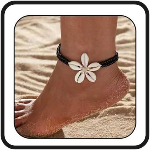 خلخال شل الطبيعية للنساء بوهو من أساور الكاحل من كاوري قذائف زهرة مقاومة للماء المجوهرات in Kuwait