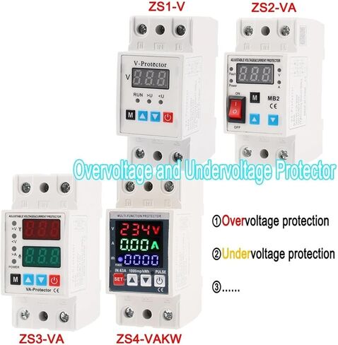 40A / 63A Din Rail قابل للتعديل فوق الجهد وتحت الجهد جهاز حماية حامي التتابع الزائد للحماية الحالية LED رقمي (ZS2-VA، 63A) in Kuwait