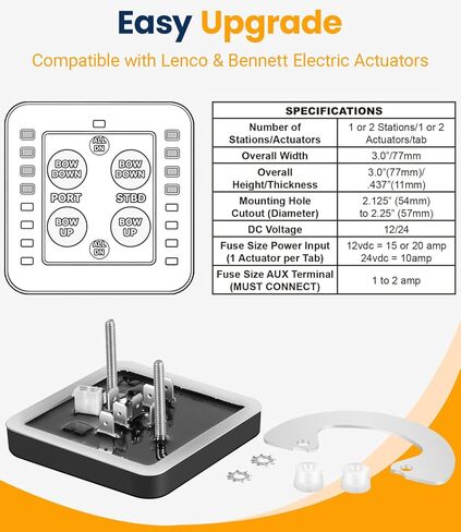لوحة تحكم SLC-11 LED بلمسة واحدة - بديل للتحكم البيضاوي Lectrotab SETR-61 - متوافق مع مشغلات Lenco & Bennett 12V/24V، لا يتطلب صندوق أسود خارجي in Kuwait