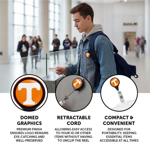 Desert Cactus University of Tennessee Retractable Badge Holder UT Knoxville Volunteers Vols ID Reel with Ticket Clip for Lanyard, Work, School & Office Access in Saudi Arabia