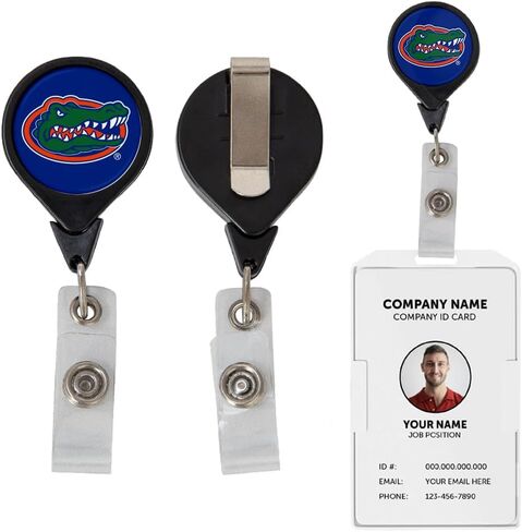 Desert Cactus University of Florida Retractable Badge Holder UF Gators ID Reel with Ticket Clip for Lanyard, Work, School & Office Access in Saudi Arabia