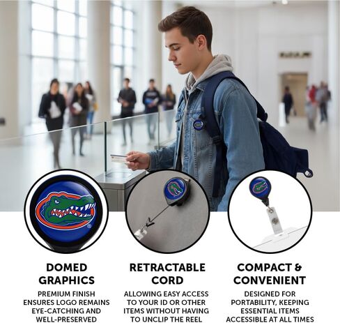 Desert Cactus University of Florida Retractable Badge Holder UF Gators ID Reel with Ticket Clip for Lanyard, Work, School & Office Access in Saudi Arabia