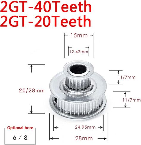 SSIMOO Double Row Conversion Wheel Combination Multiple Wheels Speed Ratio 1:2 2GT40 with 2GT20 Kindly(Bore8 GT2M20-7AF-GT2M40-7AF) in Saudi Arabia