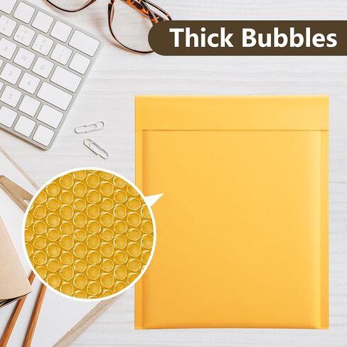 UCGOU Kraft Bubble Mailers 5x8.6 بوصة حجم قابل للاستخدام 5x7 بوصة 50 حزمة مغلفات مبطنة صفراء حزم بريدية للأعمال الصغيرة ذاتية الختم مقاومة للتمزق بوتيك البريد السائب أكياس شحن البريد الفقاعي in Kuwait