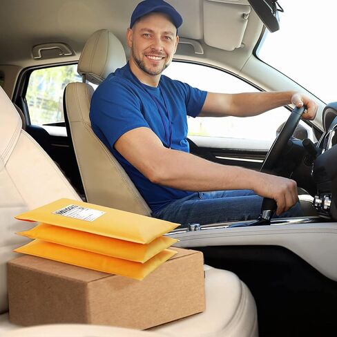 UCGOU Kraft Bubble Mailers 5x8.6 بوصة حجم قابل للاستخدام 5x7 بوصة 50 حزمة مغلفات مبطنة صفراء حزم بريدية للأعمال الصغيرة ذاتية الختم مقاومة للتمزق بوتيك البريد السائب أكياس شحن البريد الفقاعي in Kuwait