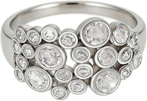 Lioysiut 925 Sterling Silver Bubble Bubble Circle CZ Ring Ring Moissanite Small Circle Eternity Ring ، Round Emerald Cut Color Lab الذي تم إنشاؤه ماس سترلينج الفضي الخاتم للنساء الحجم 6 in Kuwait