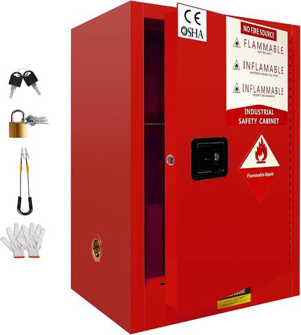 YEYAJI 23.23" x 18.11" x 35" Flammable Cabinet, Red, Galvanized Steel, Industrial & Scientific, Commercial & Home Use in Saudi Arabia