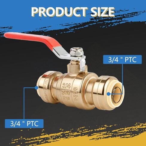 (عبوة من 5) AB 3/4 بوصة دفع لتوصيل صمام الكرة، صمام إيقاف المياه 3/4 بوصة مع مشبك فصل، صمام كروي مناسب للدفع بمنفذ كامل للنحاس، CPVC، PE-RT وأنابيب PEX، معتمد من UPC in Kuwait