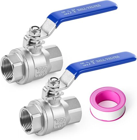 2 حزمة 1/2 "FNPT 304 الفولاذ المقاوم للصدأ 2 قطعة صمام كروي كامل المنفذ، 232 PSI تصنيف إغلاق صمام مع مقبض الفينيل الثقيلة للنفط والغاز والسوائل الصناعية in Saudi Arabia