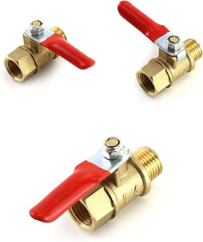 Ball Valve, 4Pack Set 1/4" Heavy Duty Brass Ball Valve Shut Off Switch, 1/4-inch Male Thread Female Thread NPT Fittings Air Compressor Shut-Off Valve, Pipe Fitting Straight Adapter in Kuwait