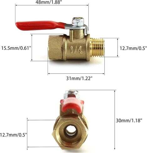 Ball Valve, 4Pack Set 1/4" Heavy Duty Brass Ball Valve Shut Off Switch, 1/4-inch Male Thread Female Thread NPT Fittings Air Compressor Shut-Off Valve, Pipe Fitting Straight Adapter in Kuwait